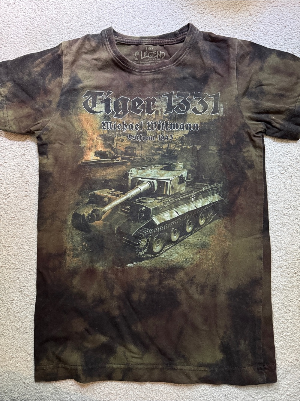 Legend 'Tiger 1331' Short-Sleeve Graphic Tee - Olive Brown size 8 kids